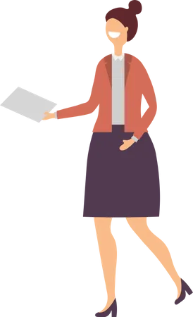 Businesswoman giving document  Illustration