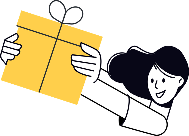 Businesswoman giving gift  Illustration