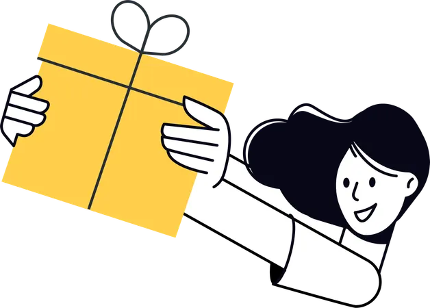 Businesswoman giving gift  Illustration