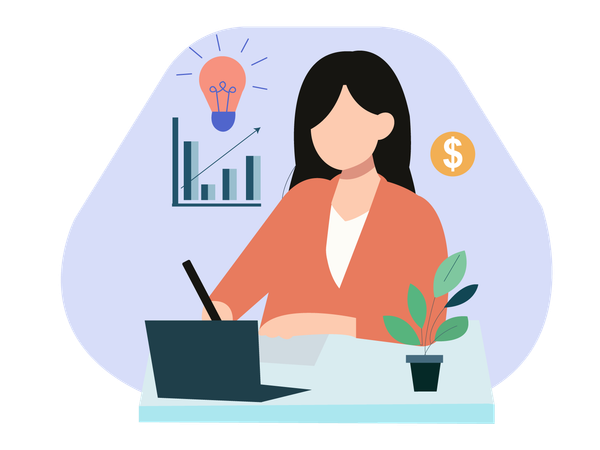 Businesswoman giving graph presentation  Illustration