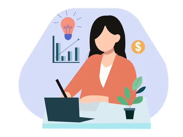 Businesswoman giving graph presentation  Illustration