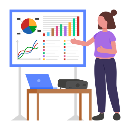 Businesswoman giving Office Presentation  Illustration