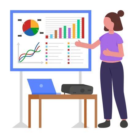 Businesswoman giving Office Presentation  Illustration