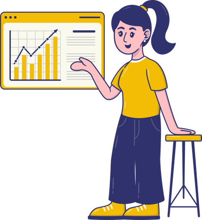 Businesswoman giving online presentation in meeting  Illustration