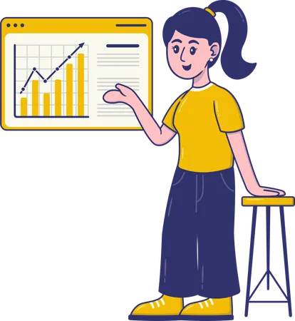 Businesswoman giving online presentation in meeting  Illustration