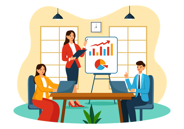 Businesswoman giving presentation  Illustration