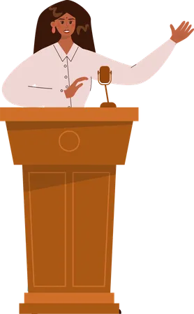 Businesswoman giving speech in business conference  Illustration