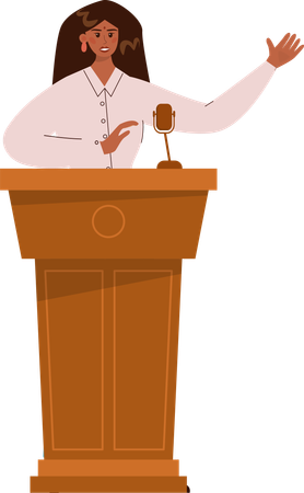 Businesswoman giving speech in business conference  Illustration