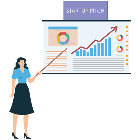 Businesswoman giving Startup Presentation  Illustration