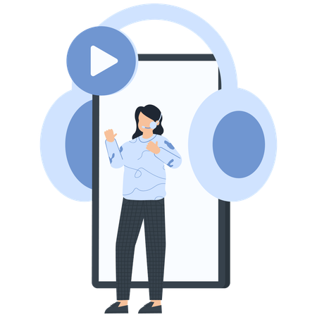 Businesswoman giving virtual assistance  Illustration