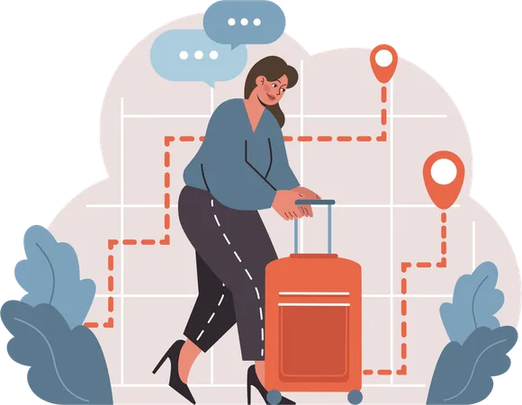 Businesswoman goes on business trip  Illustration