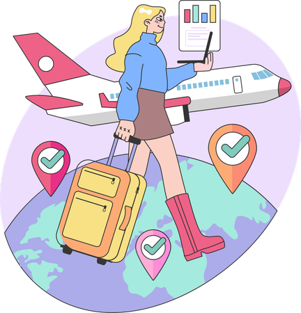 Businesswoman goes on business trip  Illustration