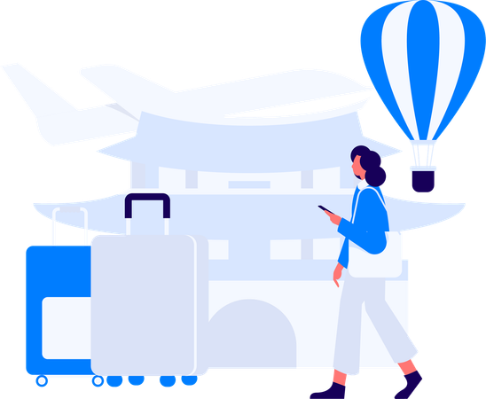 Businesswoman goes on business trip  Illustration