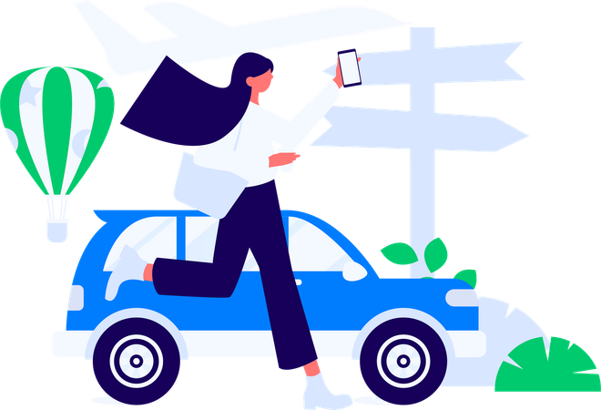 Businesswoman goes on business trip  Illustration