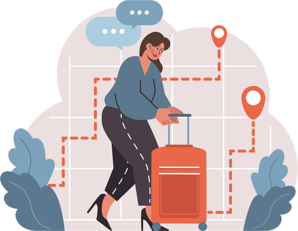 Businesswoman goes on business trip  Illustration