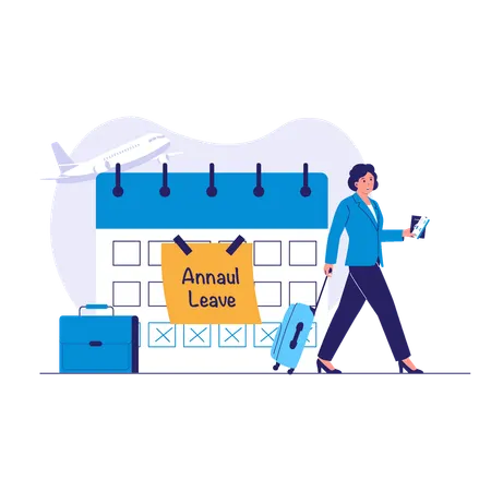 Businesswoman going on annual leave  Illustration