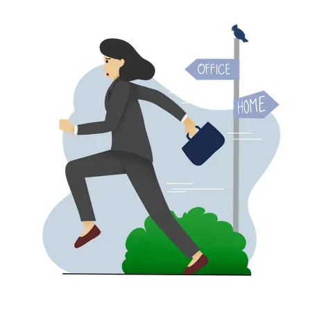 Businesswoman going towards office  Illustration