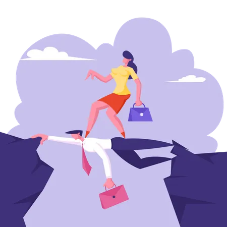 Businesswoman going towards success  Illustration