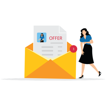 Businesswoman got job opportunity to be promoted  Illustration