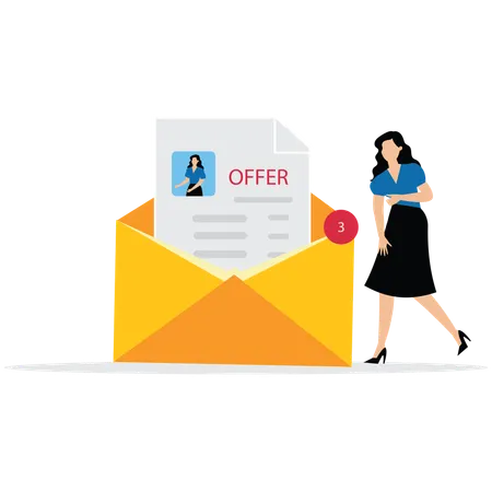 Businesswoman got job opportunity to be promoted  Illustration