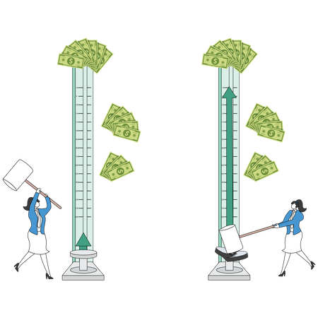Businesswoman growing business finance  Illustration