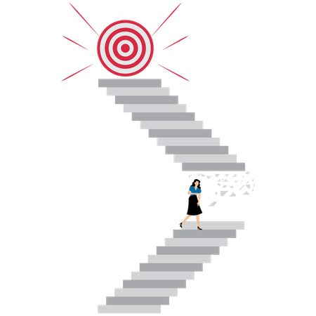 Businesswoman has obstacles to goal  Illustration