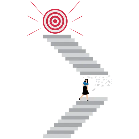 Businesswoman has obstacles to goal  Illustration