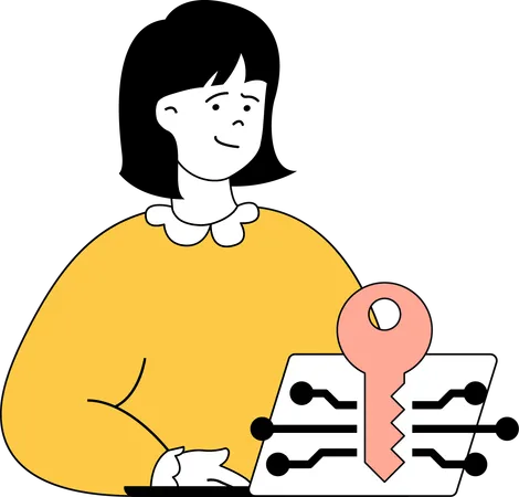 Businesswoman have access to her data  Illustration