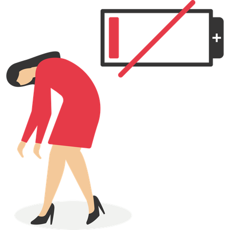 Businesswoman have low energy and needs for charging  Illustration