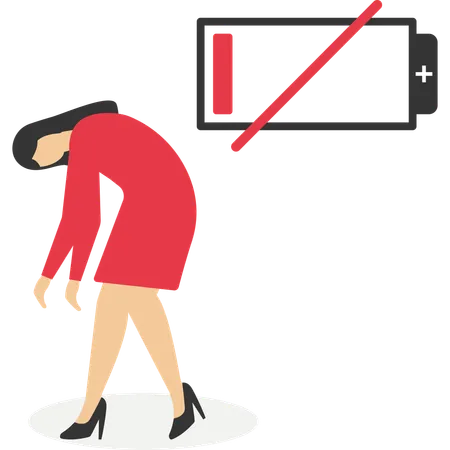 Businesswoman have low energy and needs for charging  Illustration