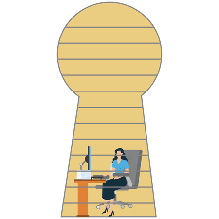Businesswoman have Workplace Privacy and Focus  Illustration