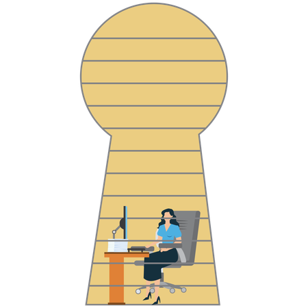 Businesswoman have Workplace Privacy and Focus  Illustration