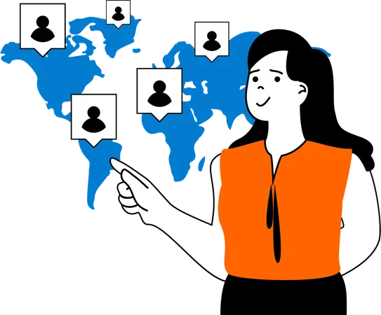 Businesswoman have worldwide employees  Illustration