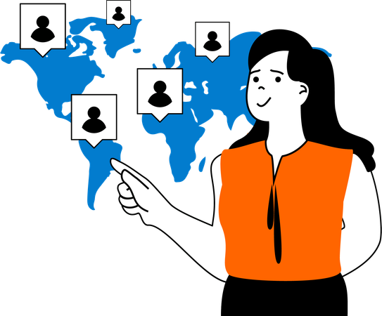 Businesswoman have worldwide employees  Illustration