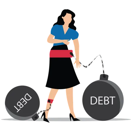 Businesswoman having business fund management trap  Illustration