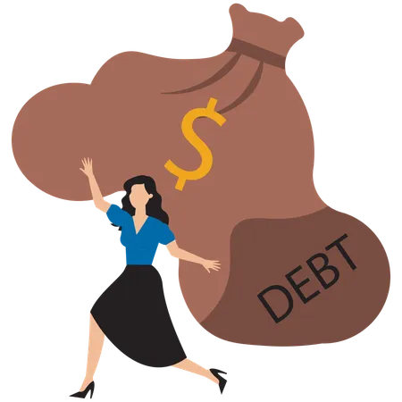 Businesswoman having debt burden  Illustration