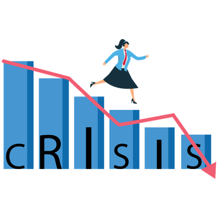 Businesswoman having Financial difficulties  Illustration
