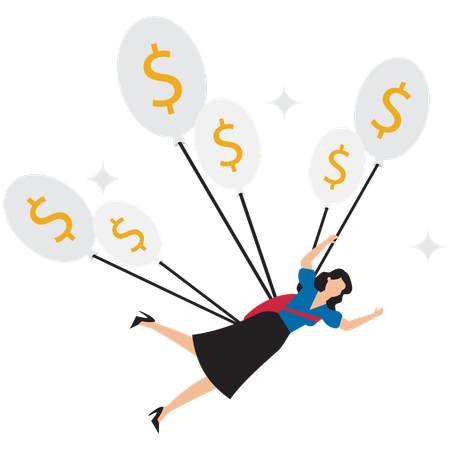 Businesswoman having financial freedom  Illustration