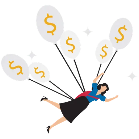 Businesswoman having financial freedom  Illustration