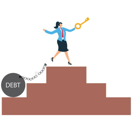 Businesswoman having freedom for pay off debts  Illustration