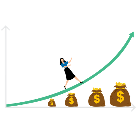 Businesswoman having investment growth  Illustration