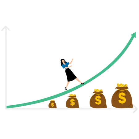 Businesswoman having investment growth  Illustration