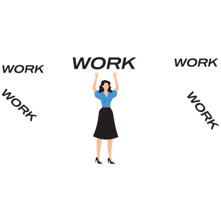 Businesswoman having work burden  Illustration