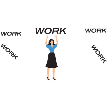 Businesswoman having work burden  Illustration