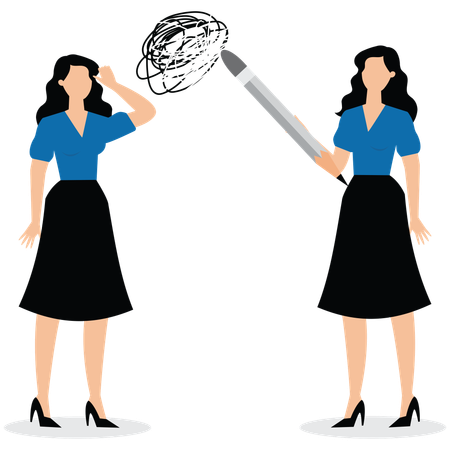 Businesswoman help each other to solve confusion  Illustration
