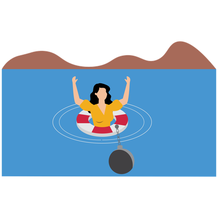 Businesswoman Helping business to survive  Illustration