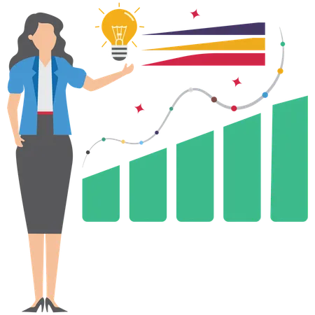 Businesswoman hold glowing lightbulb with data pattern symbolizing business intelligence for decision making  Illustration