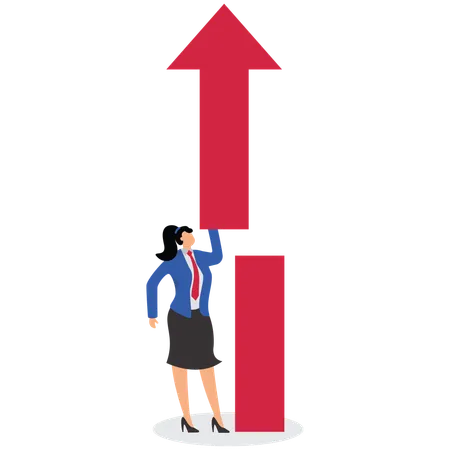 Businesswoman Hold up arrow  Illustration