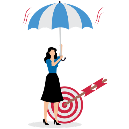 Businesswoman holding an umbrella to protect target  Illustration