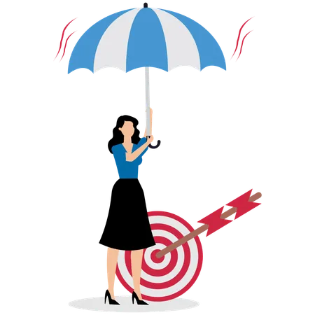 Businesswoman holding an umbrella to protect target  Illustration